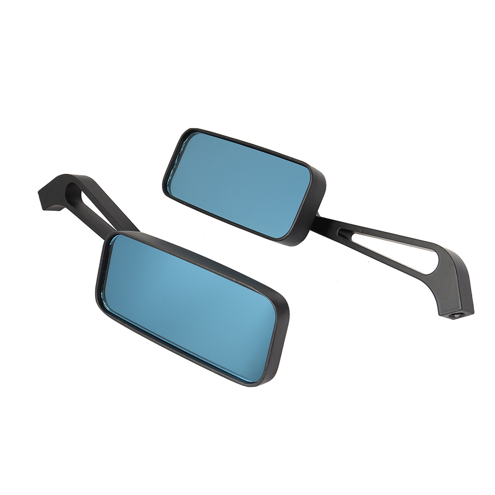 Motorcycle Modified Rearview Mirror, Square Aluminum Rearview Mirror, Blue Anti-Glare