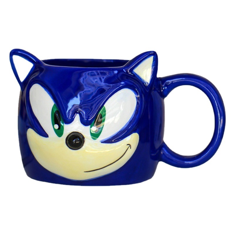 Selección estricta Sonic Hedgehog taza azul anime cerámica muñeca juego periférico de agua té