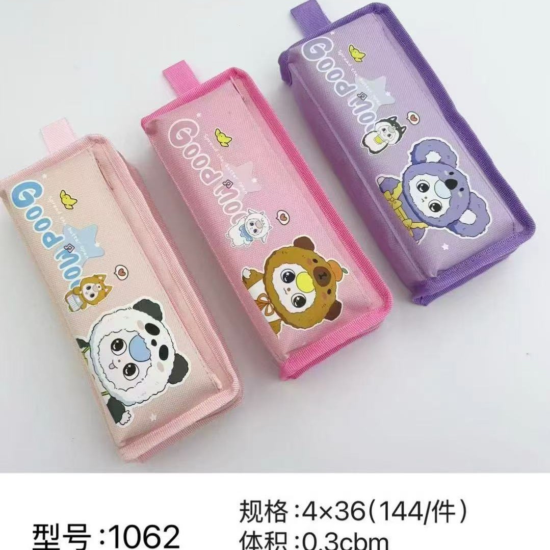 Bolsa de lápices al por mayor Bolsa de lápices de doble capa de gran capacidad simple de dibujos animados Bolsa de papelería de moda de tela Oxford Bolsa de almacenamiento de lápiz lindo