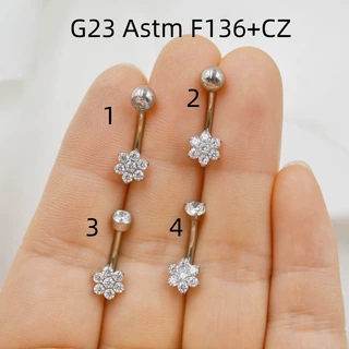 钛合金G23肚脐钉肚脐环花朵锆石肚脐饰品Navel Piercing穿刺穿孔