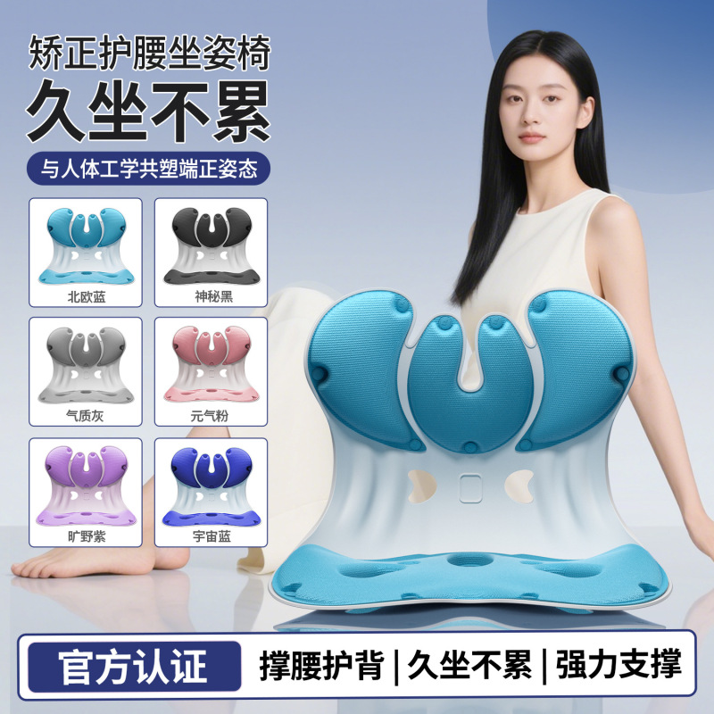 Ergonomic Waist-Protecting Cushion for Long Periods of Sitting Without Fatigue, Office Student Universal Sitting Posture Correction Chair, Large Size, Removable Ergonomic Waist-Protecting Cushion for Long Periods of Sitting Without Fatigue, Office Student Universal Sitting Posture Correction Chair, Large Size, Removable