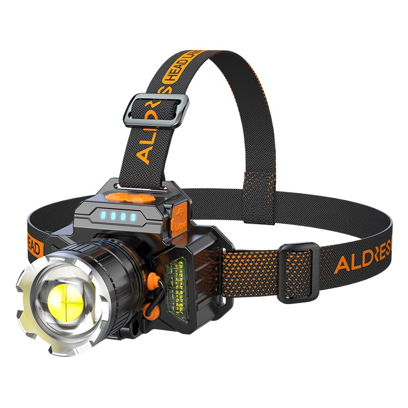 Nuevo LED de alta potencia recargable de inducción fuerte faro de luz de largo alcance al aire libre zoom montado en la cabeza de la lámpara de pesca al por mayor