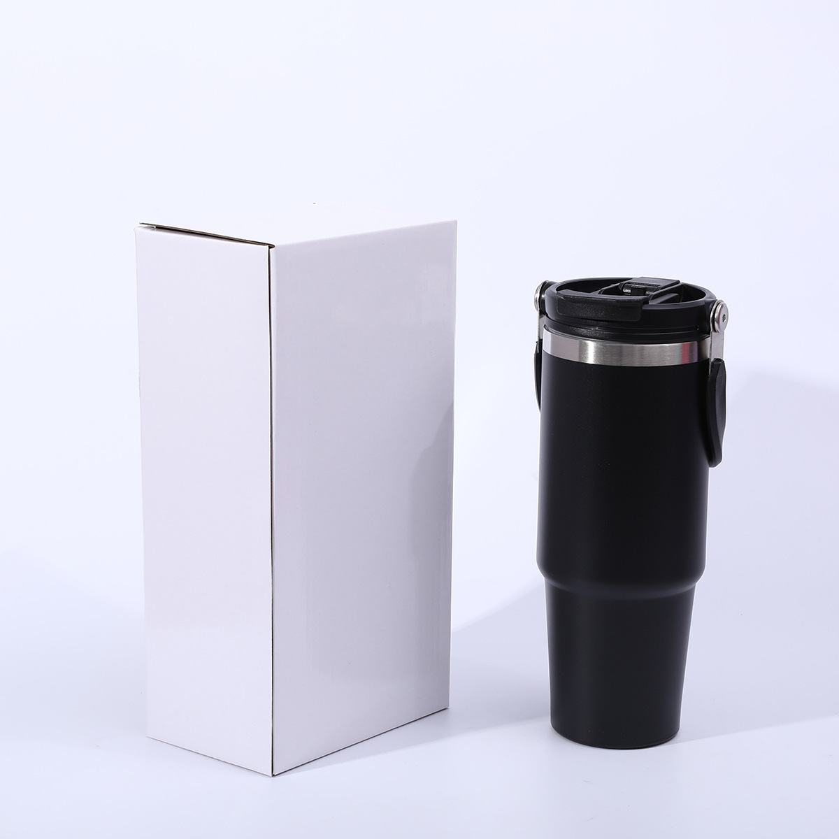 304 taza de acero inoxidable taza de automóvil de gran capacidad taza de aislamiento de calor aislamiento frío taza de hielo mango taza de paja de doble bebida