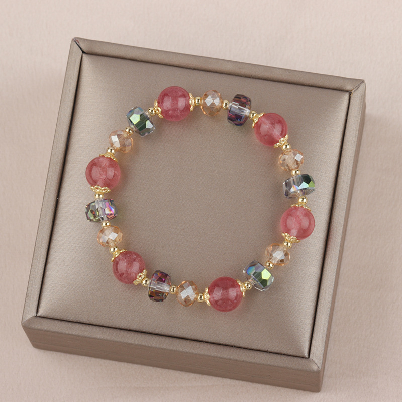 Weiyi natural fresa cristal pulsera mujer temperamento salvaje color cristal pulsera regalo joyería al por mayor