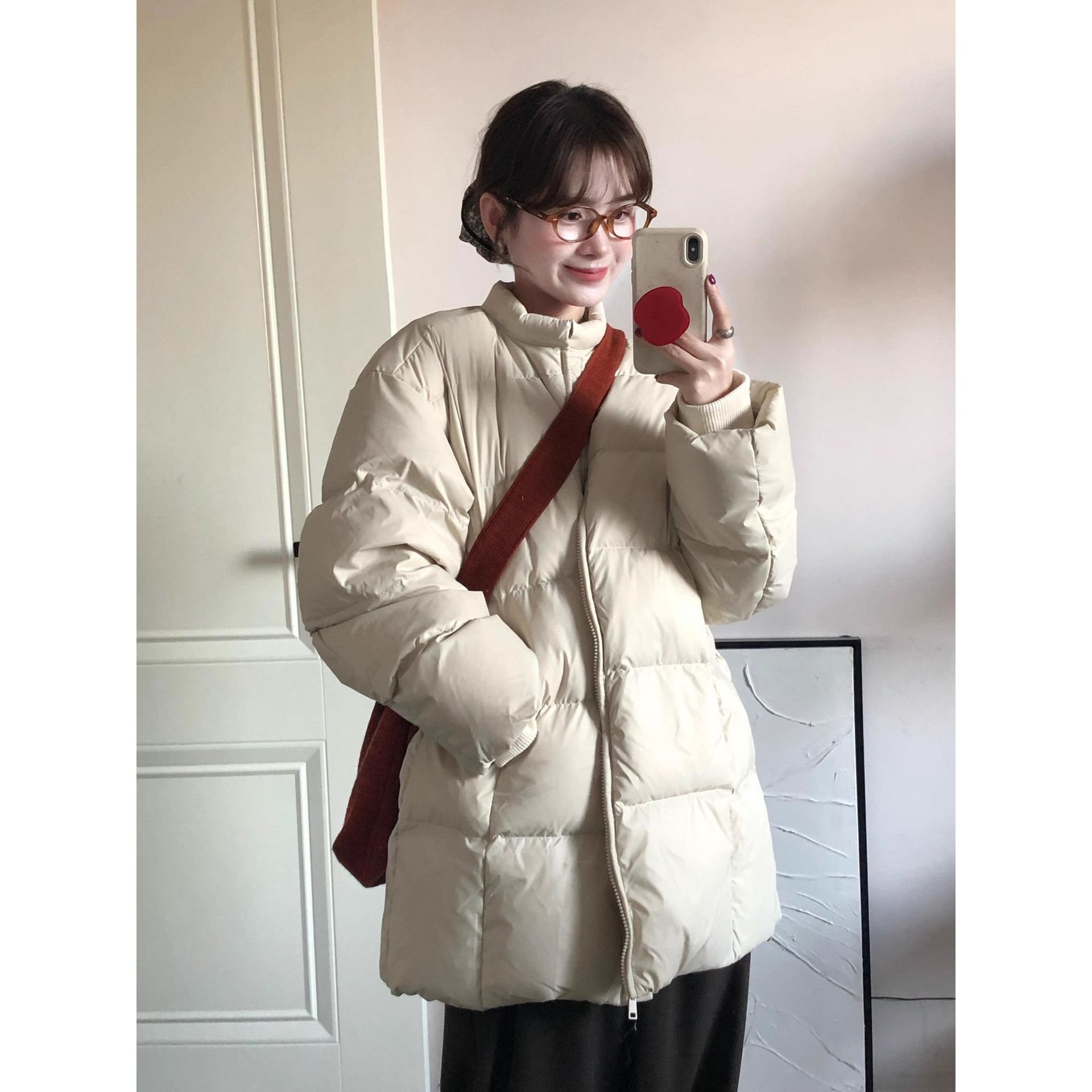 羽绒服女款中长款2026年冬季新款韩版圆领加厚白鸭绒加厚时尚外套