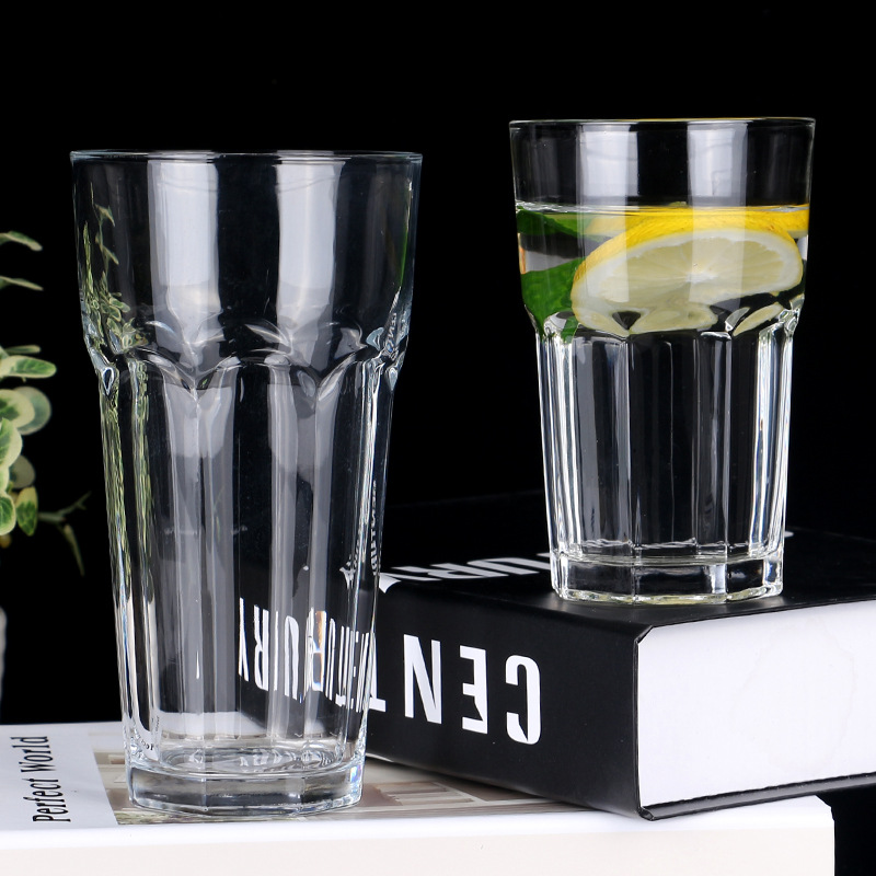 Vidrio octogonal taza de agua gruesa taza de jugo de gran capacidad 470ml hogar KTV bar cerveza vidrio