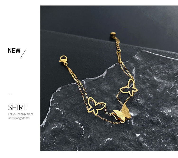 Fashion Butterfly Titanium Steel Plating Bracelets 1 Piece