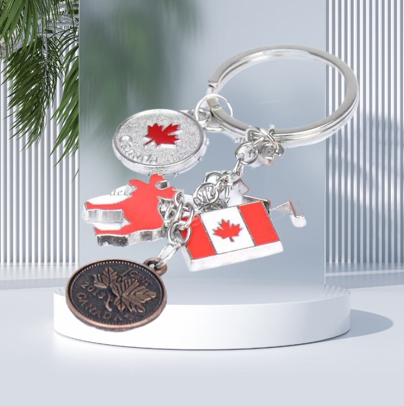 New cross-border Canadian flag key ring jewelry spot zinc alloy tourist souvenirs maple leaf keychain New cross-border Canadian flag key ring jewelry spot zinc alloy tourist souvenirs maple leaf keychain