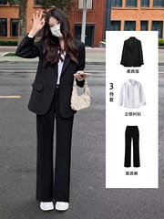 正装女套装职业新款西装套装女大学生面试工作西服黑色外套三件套