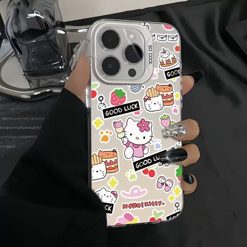 Чехол для телефона с рисунком Hello Kitty и яблоком, совместимый, мультяшный дизайн, для Pro 15 Plus Max, защита от падений