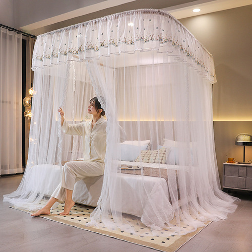 OD59 Wholesale Mosquito Net  New Home Bedroom U-shaped Guide Track Floor Bed Curtain Bracket 1.8 Meter Palace Free