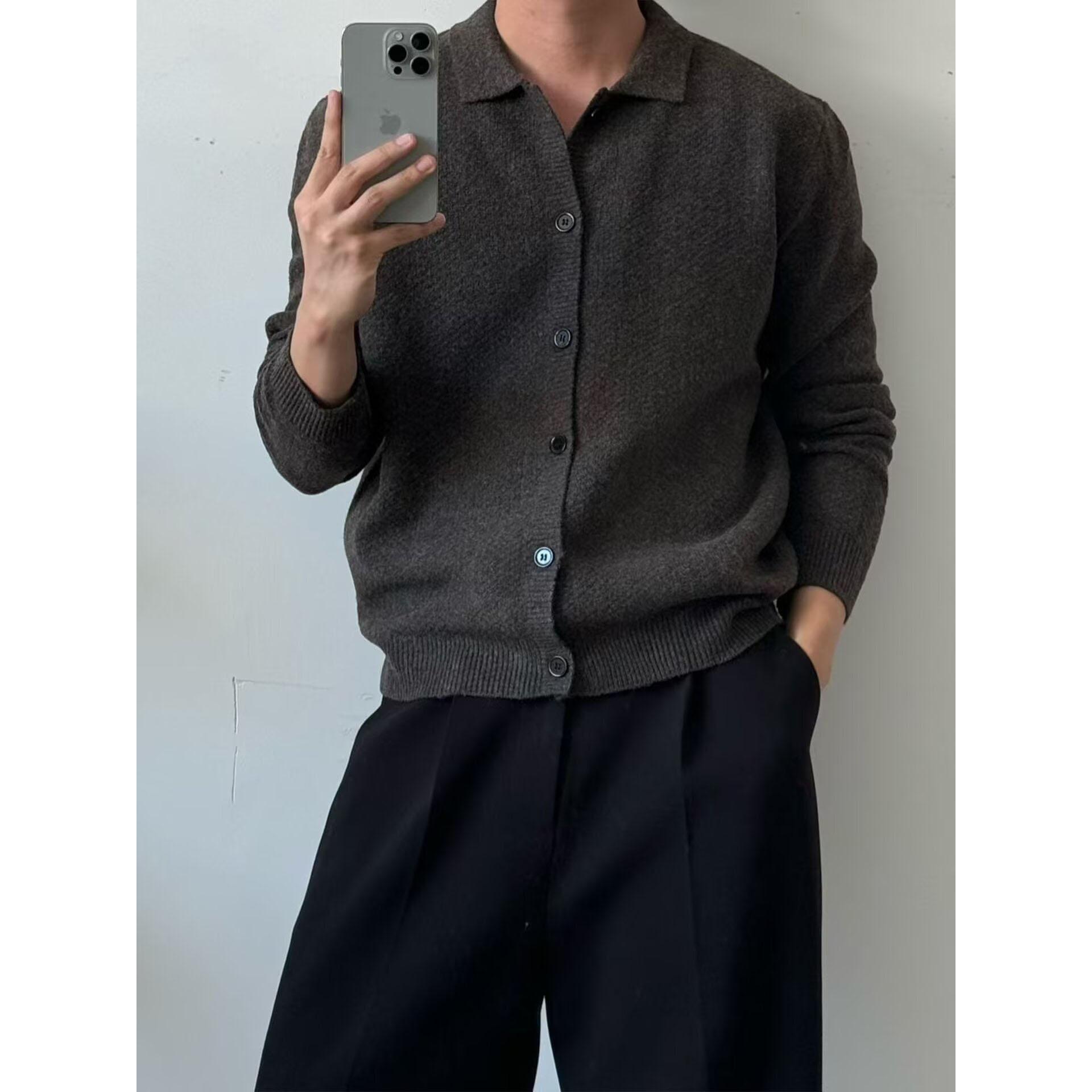 Explosiones transfronterizas de tamaño grande europeo polo camiseta con solapa camiseta de punto suéter hombre viejo dinero cardigán chaqueta fábrica al por mayor