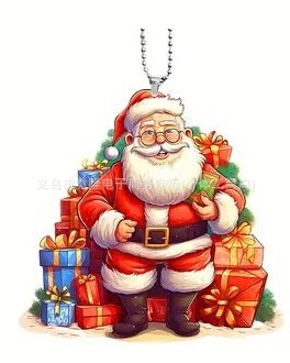 Navidad Santa Claus colgante transfronterizo nuevo acrílico plano colgante espejo retrovisor colgante joyas de fiesta