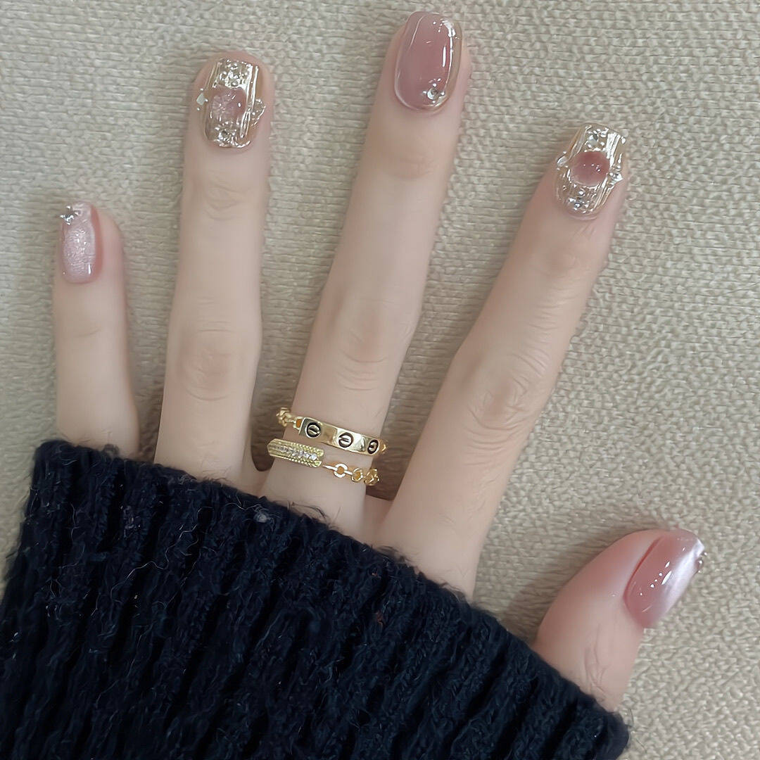 10 piezas en un paquete de polvo de cristal de gafas mágicas de ojos de gato, polvo de brillo suave de primavera y verano, parche de manicura de novia