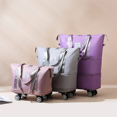 Large-Capacity Travel Bag with Wheels, Portable Business Luggage, Stackable on Trolleys—Perfect for Fitness, Accommodation, or Preparing for Baby Arrival! Wholesale Available.