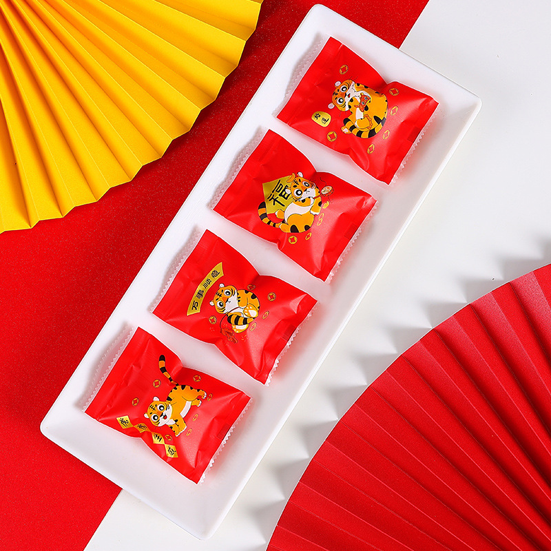 2021 año del tigre copo de nieve crujiente pastel de carne cranberry cookie máquina de regalo sello bolsa de embalaje