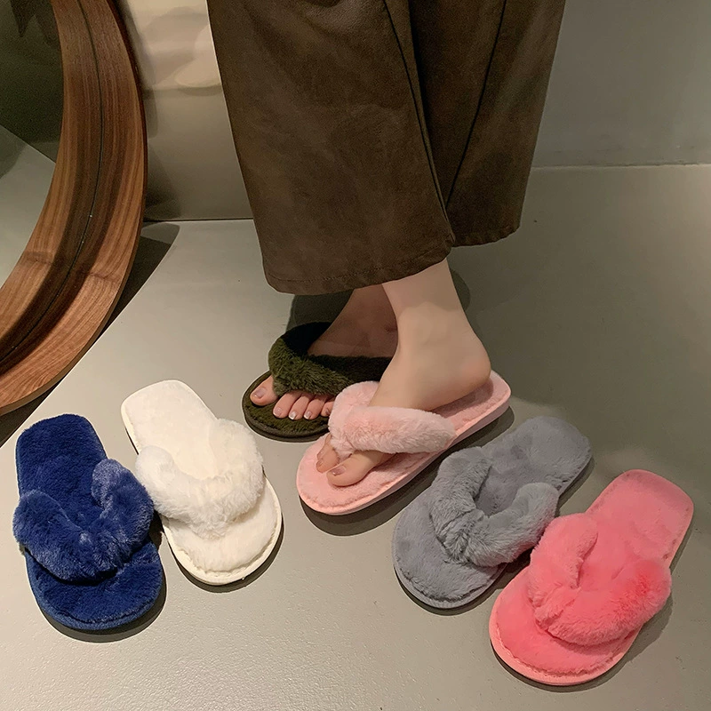 Осенние и зимние плюшевые корейские шерстяные шлепанцы