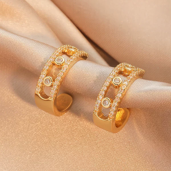Cross-Border European and American Fashion Hot-Selling Earrings for Women, Micro-Encrusted Zircon Design Earrings, Versatile Temperament Earrings, Earrings Wholesale