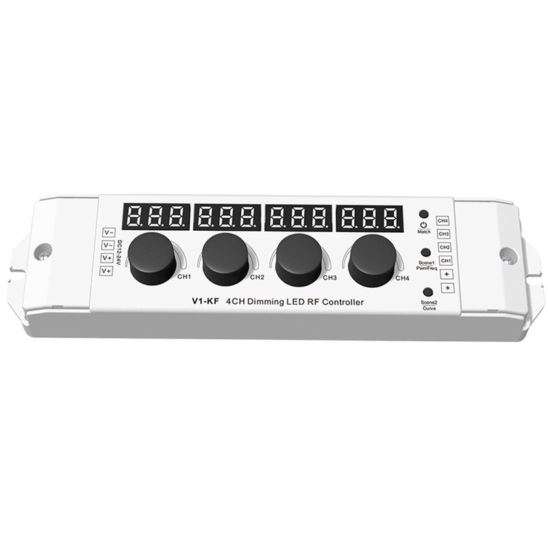 V1-KF 4 Channel Dimming Constant Voltage LED RF Controller Digital PWM Frequency Logarithmic Linear Curve Optional