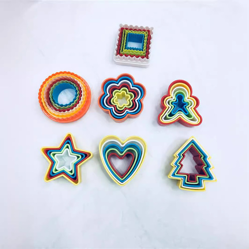 Baking mold 5-6 piece plastic cookie mold set, cake mousse circle, vegetable cutting, cookie plum blossom mold