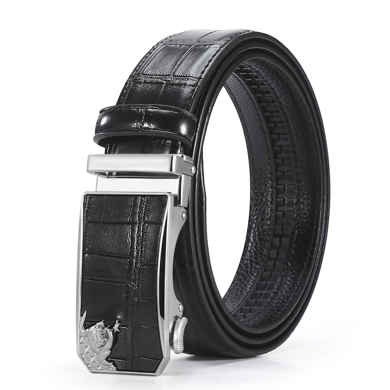 Cocodrilo hombres cinturón de negocios automático hebilla cinturón joven simple de alta gama pura piel de vaca pantalones cinturón de fábrica al por mayor