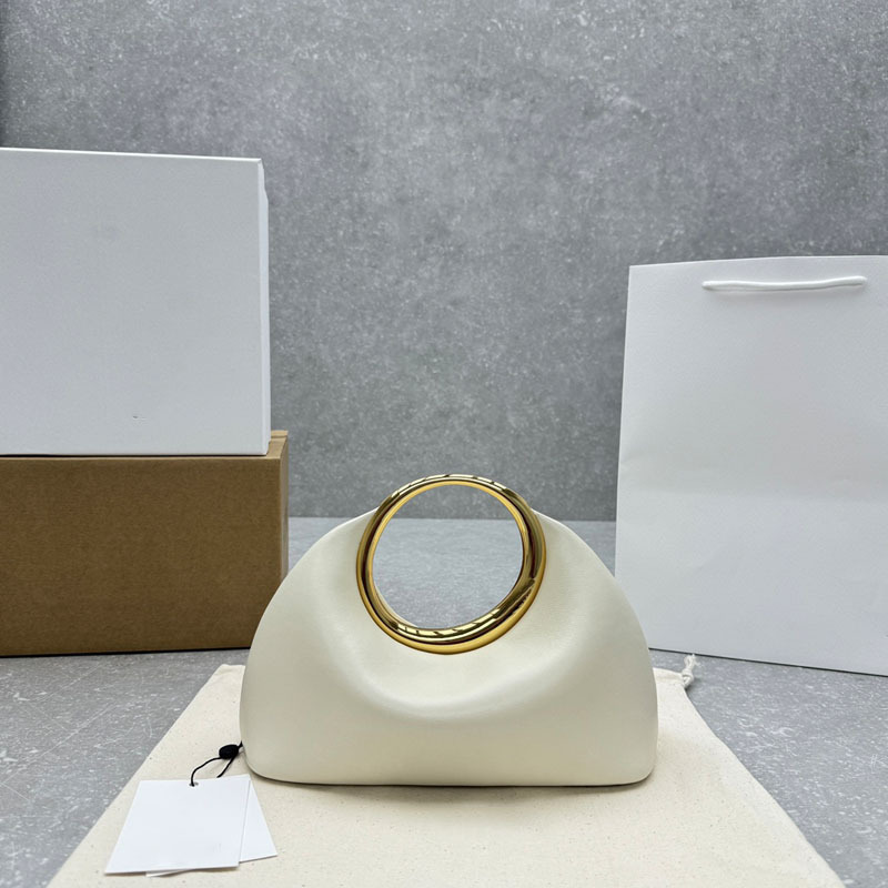 French Niche Jacquemus the Ring Handle Handbag European and American Fashion Women's Bag Banquet Bag Goatskin
