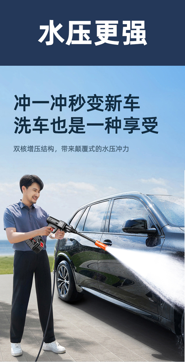 New German Brushless Car Washing Machine, Pressure Water Gun, Lithium Battery, Car Cleaning Spray, Vegetable Watering Spray