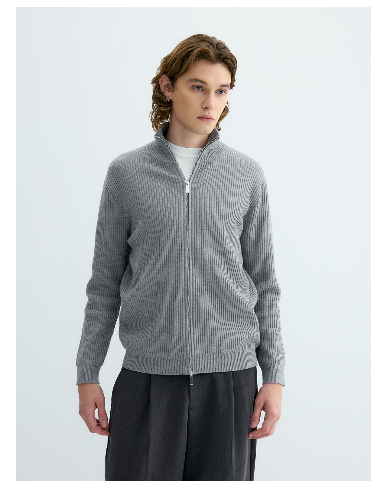 UNF Ribbed Knit Zip-Up Cardigan