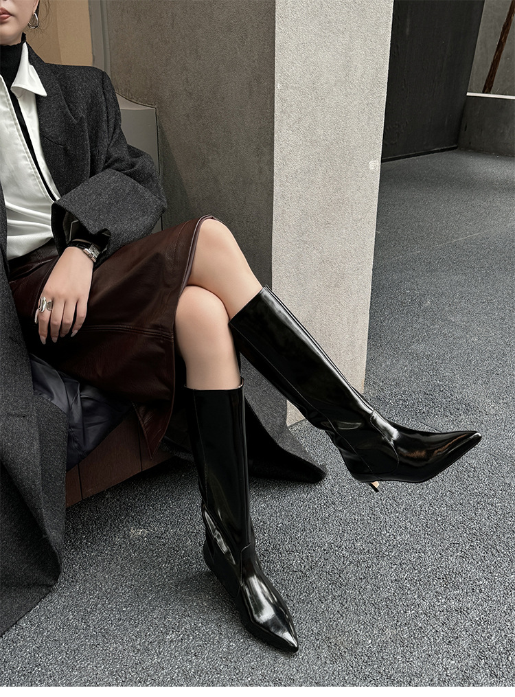 CHIKO Icess Pointy Toe Kitten Heels Knee High Boots