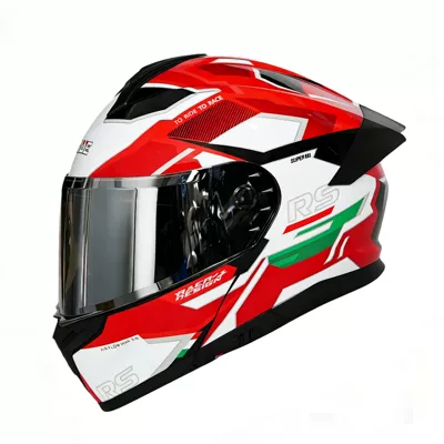 Motosiklet kaskı (dəbilqə): slot, safety helmet - speed-red-silver-plated-mirror-m-54-55