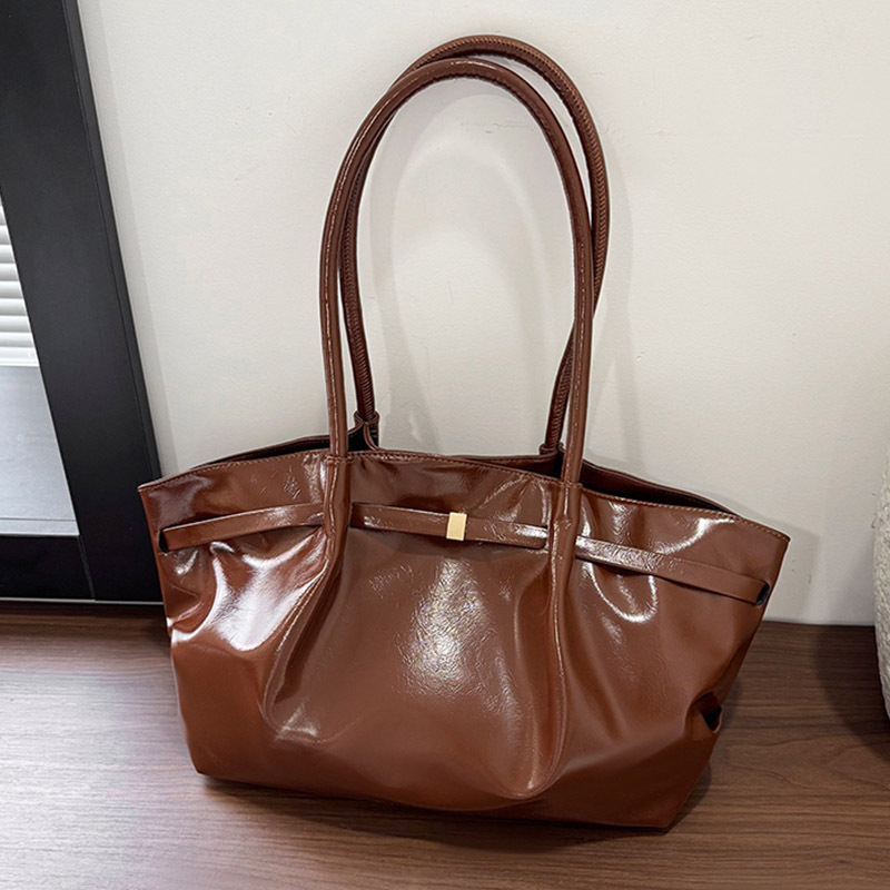 Bolso Tote Plisado Retro para Mujer de PU con Hebilla Magnética para Uso Diario image 1