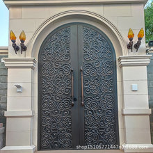 别墅大门双开门防盗安全入户纯铜门现代家用对开铜门厂家生产