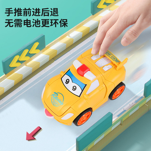Manufacturer produces inertial collision deformation cartoon car rotating and sliding for boys interactive baby toys