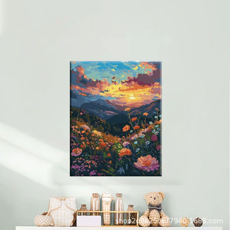 40*50 оптовая DIY дистанционная цифровая масляная живопись вручную заполненная акриловая горяче-стиль декоративный пейзаж цветочное заполнение декоративная живопись