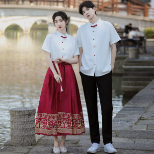 New Chinese Style National Style Horse-faced Skirt Early suit Senior high school Primary School Students' Poetry Recitation Graduation Photo Red Song Chorus Dress