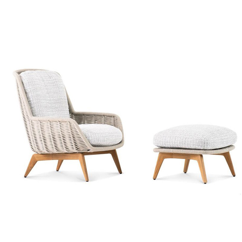 Sofá al aire libre patio de teca silla de ratán balcón villa hotel al aire libre aleación de aluminio nórdico tejido de ratán combinación impermeable