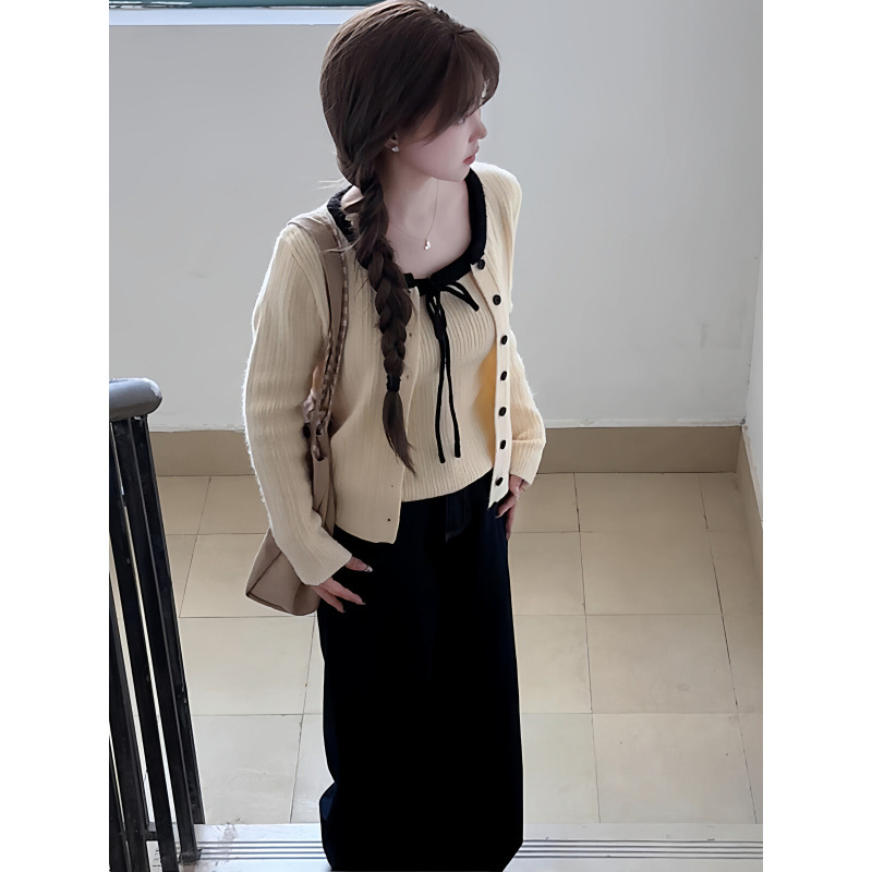 韩系针织开衫配吊带女早秋季新款毛衣外套外搭上衣氛围感穿搭