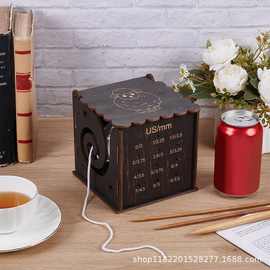 跨境diy木质纱线盒带钩针测量孔多功能可拆卸编织工具收纳盒