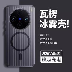 適用vivo X100PRO磁吸手機殼瓦楞磨砂冰霧條紋X90防摔硬殼保護套