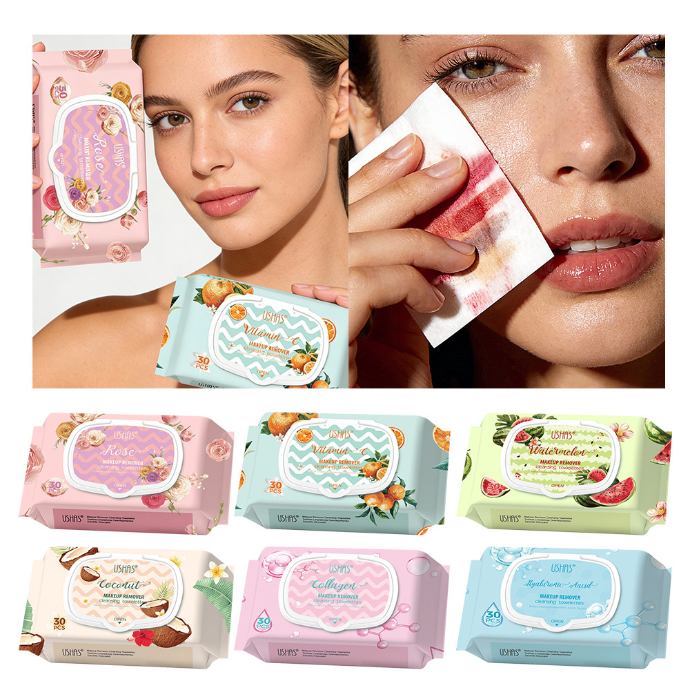 USHAS comercio exterior Europa y Estados Unidos toallitas de eliminación de maquillaje desechables limpias suaves no irritantes HA626