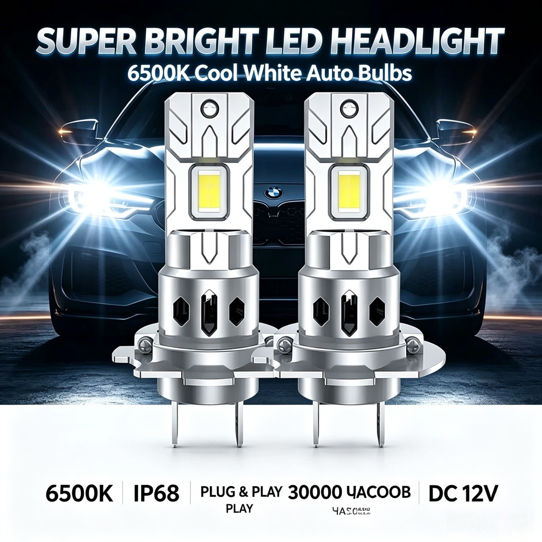 Cross-Border Best-Selling Z7 Series Car Led Headlights H7 High-Power Silent Fan Direct Plug-In Headlights 1:1 Non-Destructive Car Lights