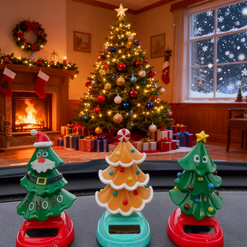 Трансграничные рождественские солнечные автоматические качели рождественская елка внутри автомобиля трясет головой украшения креативные автомобильные части