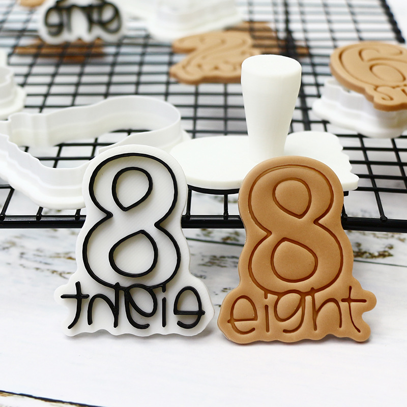 Nuevo molde de galleta digital para hornear fiesta molde de fondant de bricolaje molde de corte de galleta de glaseado de prensa tridimensional 3D image 5