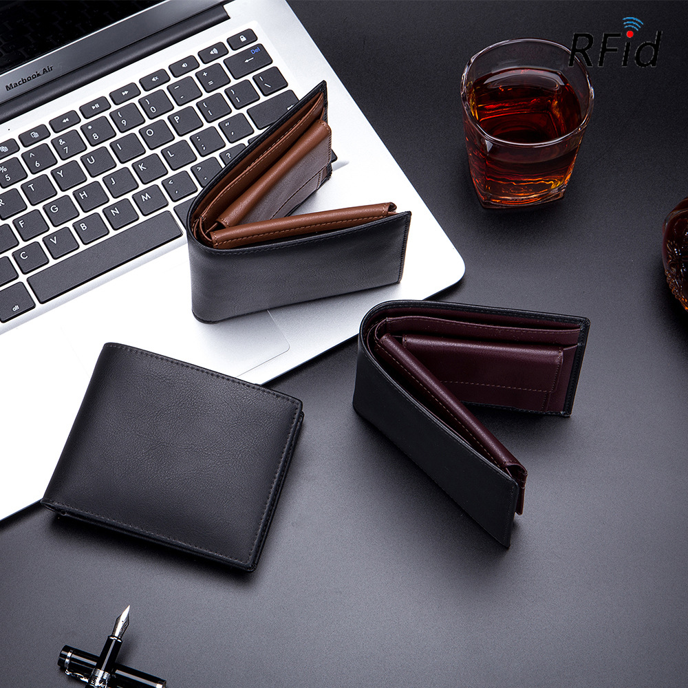 First-Layer Cowhide Men's Short Wallet Rfid Soft Cowhide 70% off Wallet Cross-Border Multi-Functional Retro Coin Purse