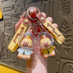 漫画スペースカピバラ電気メッキカピバラキーホルダーかわいいバッグペンダント人形カップルペンダント小さなギフト