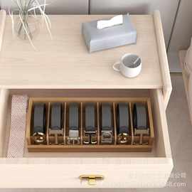 木制家用腰带收纳盒多格抽屉式发夹领带放置盒多功能皮带储物盒
