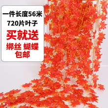 仿真红枫叶藤条塑料花藤树叶装饰藤蔓假花格栅吊顶植物水管道缠绕