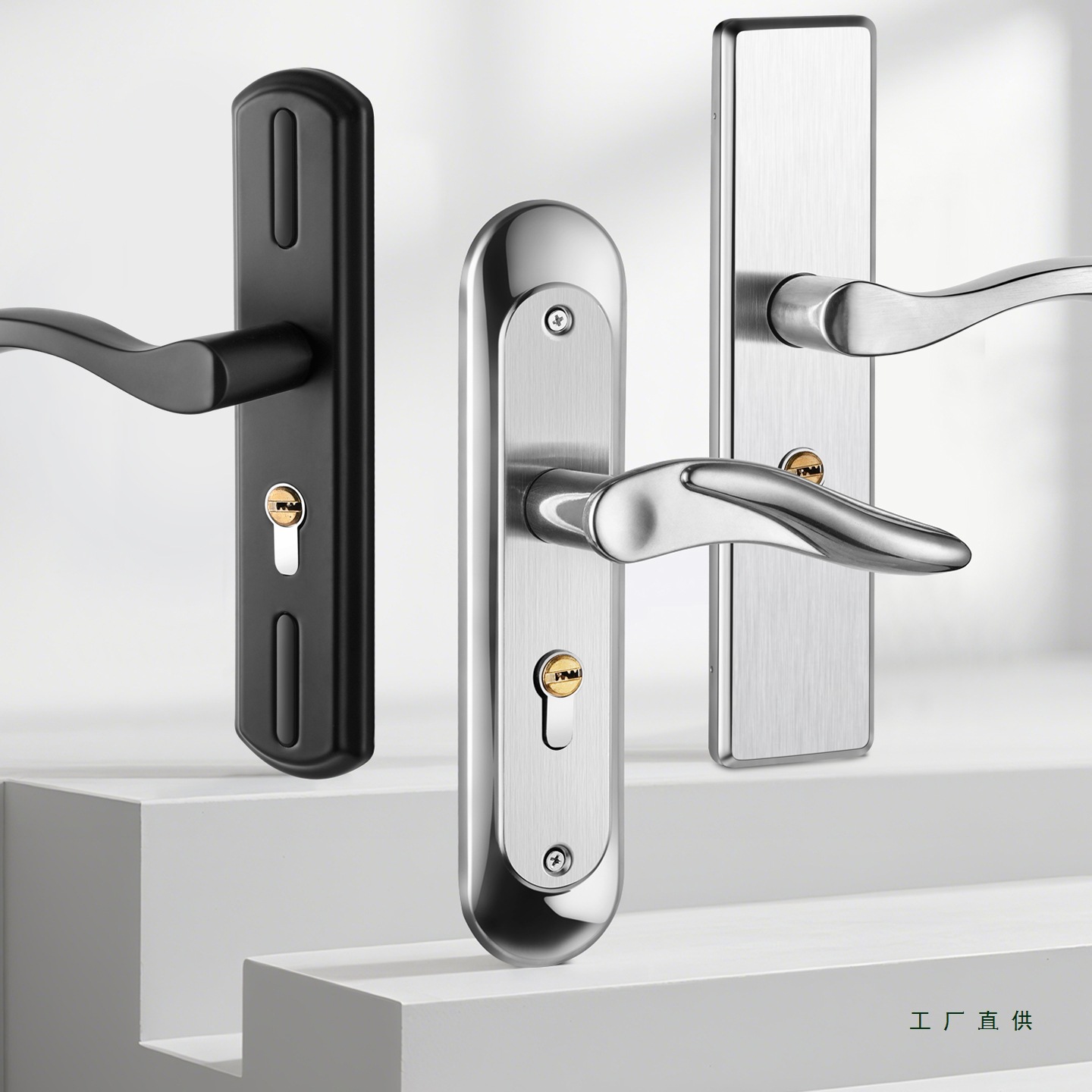 卧室门锁家用通用型房间室内木门锁门把手不锈钢机械锁