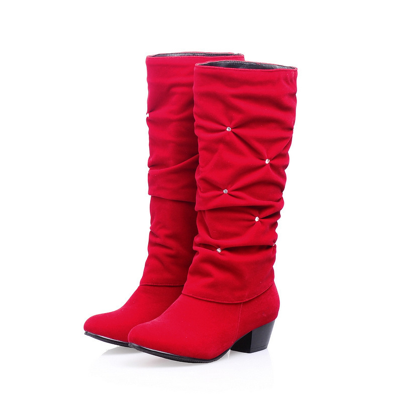 Fashionable simple versatile mid-barrel Knight boots rhinestone sleeve square heel mid-heel women's boots knee-high boots X2301024 Fashionable simple versatile mid-barrel Knight boots rhinestone sleeve square heel mid-heel women's boots knee-high boots X2301024