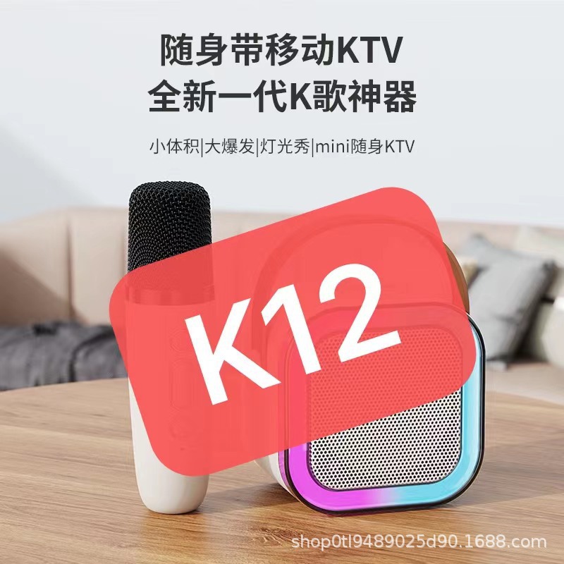 跨境K12蓝牙音箱迷你便携式无线K歌Y1卡拉OK单麦双麦儿童K歌专业